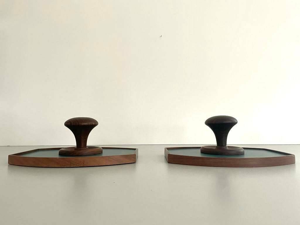 Mid Century Modern Teak Rare Italian Design Pair Of Clothes Hooks, 1960s, Italy photo 500.0