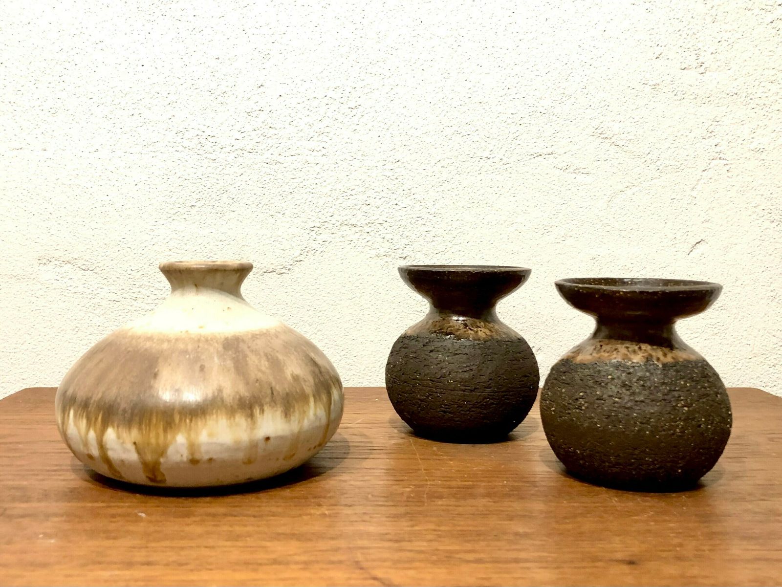 Collection Of Three Danish Design Mid Century Candlesticks And Vase Fine Art Ceramic Pieces From Kamo And Lehmann photo for sale
