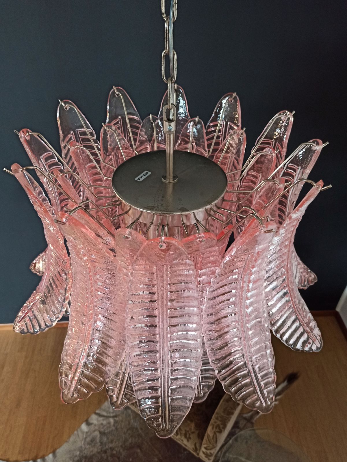 photo vinterior Italian Murano Six Tier Felci Glass Chandelier   36 Pink Glasses