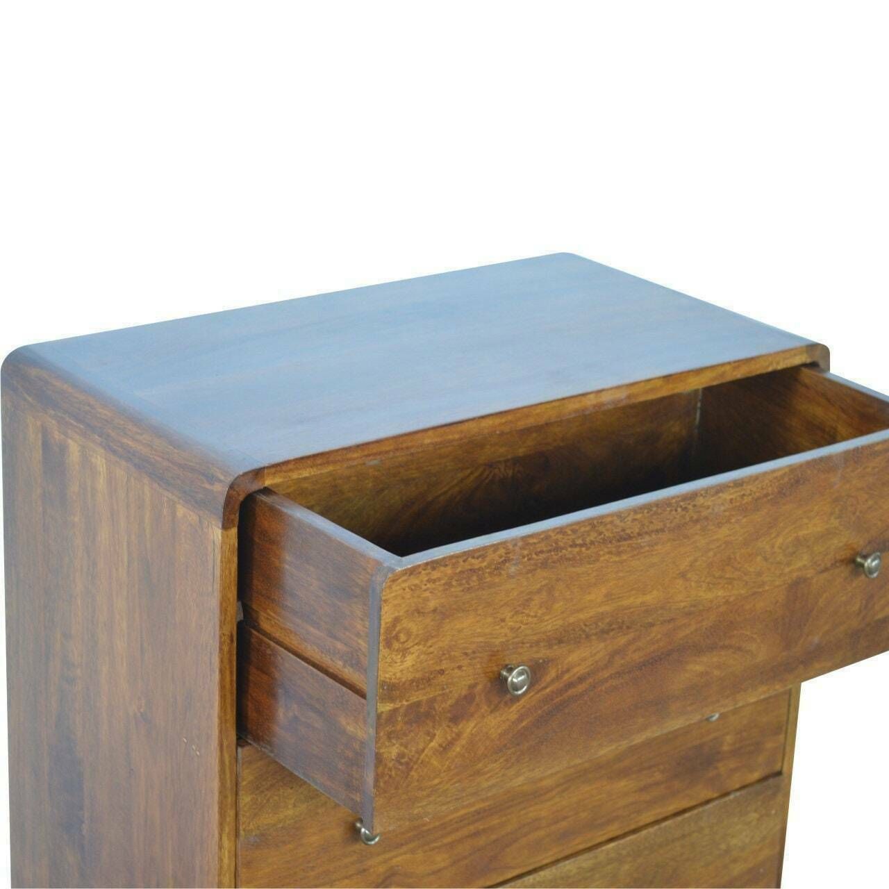 Handmade Solid Wood Mid Century Style Curved Chestnut Chest Of Drawers Storage Bedroom Furniture photo 539.0