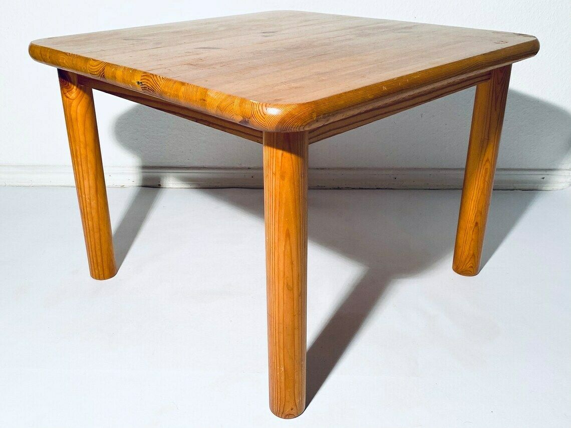 Vintage Danish Brutalist Square Wooden Coffee Table / 1960s photo 210.0