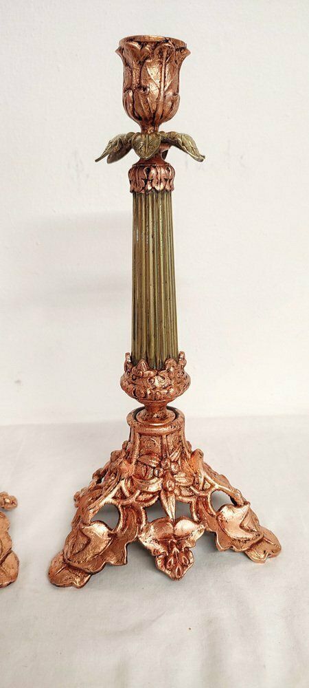 Metal Candle Holders, France, 1970s, Set Of 2 photo for sale