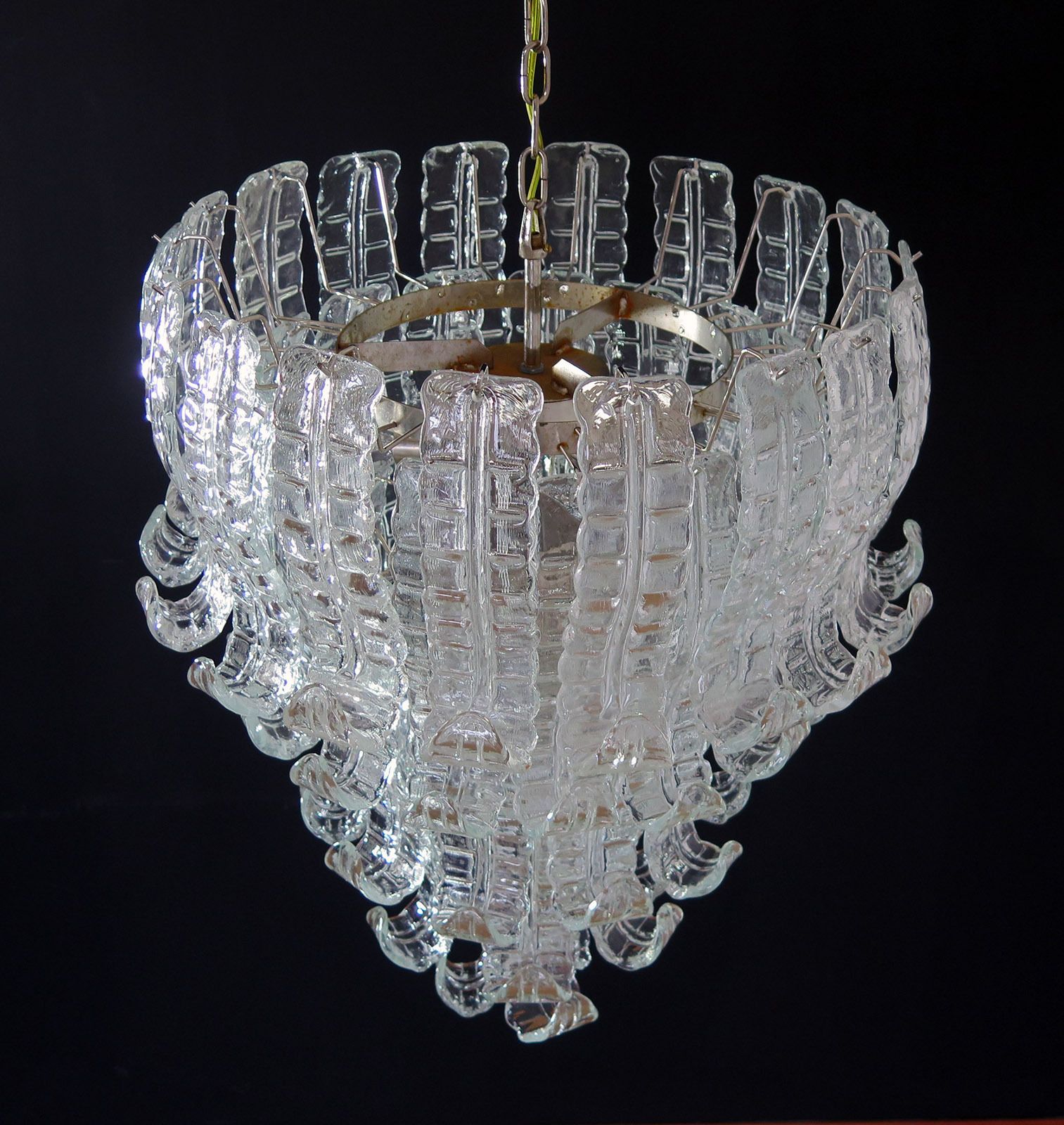 Italian Murano Six Tier Felci Glass Chandelier   52 Glasses photo vintage