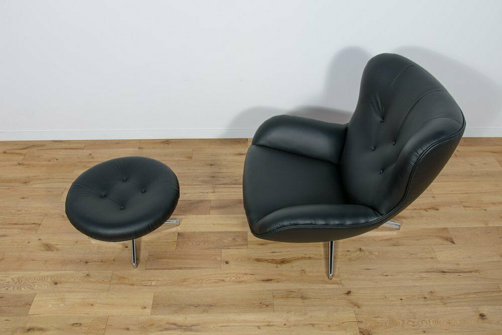 photo for sale Mid Century Ml 214 Lounge Chair With Ottoman By Illum Wikkelsø For Mikael Laursen, 1960s, Set Of 2