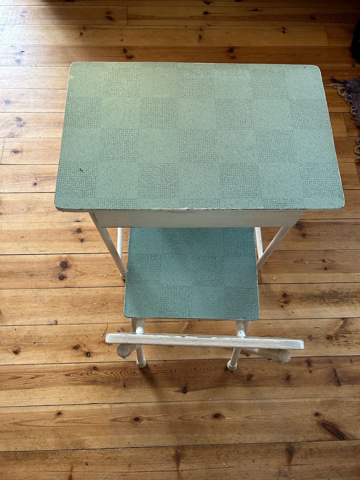 Child’s Desk & Chair. Blue Formica & Tubular Metal 1960/70 Retro photo furniture