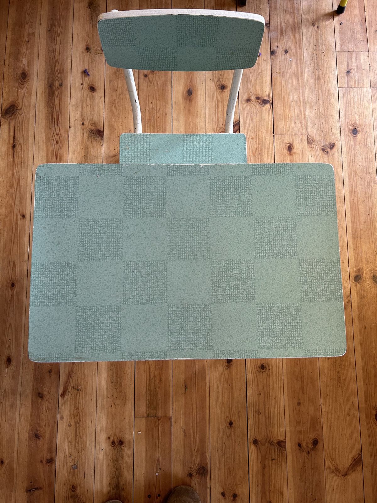 Child’s Desk & Chair. Blue Formica & Tubular Metal 1960/70 Retro photo for sale