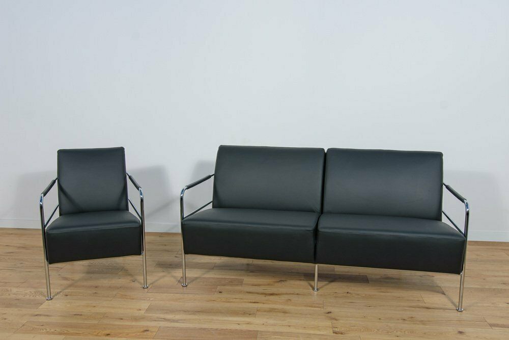 Swedish Leather Sofa And Armchair By Gunilla Allard For Lammhults, 1990s, Set Of 2 photo Furniture