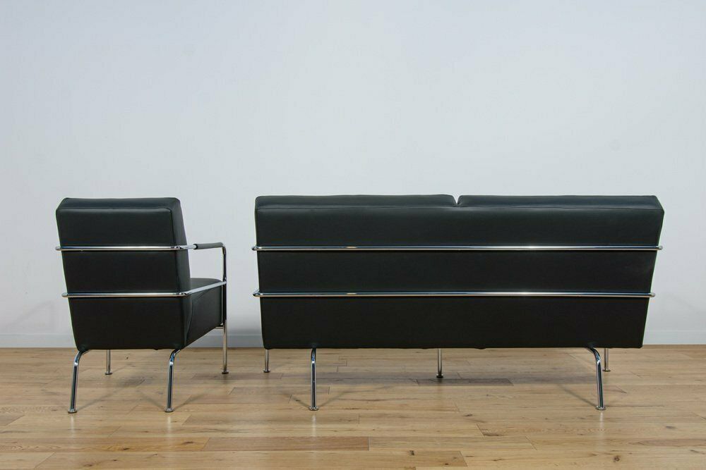 Swedish Leather Sofa And Armchair By Gunilla Allard For Lammhults, 1990s, Set Of 2 photo vinterior