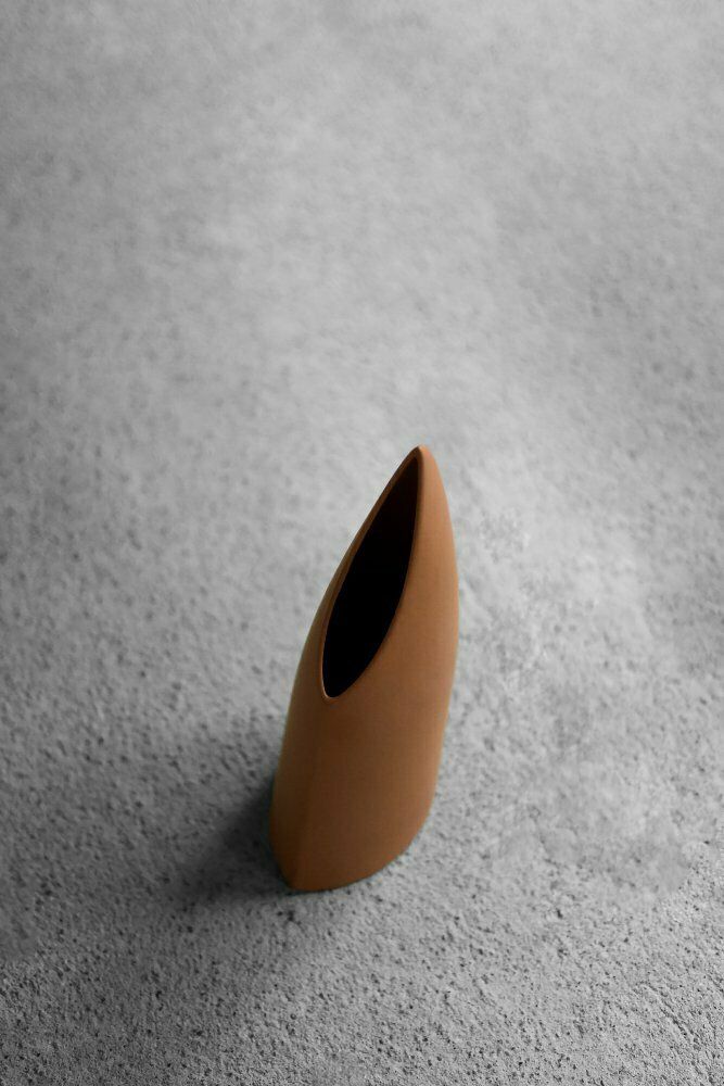 Mid Century German Modern Stoneware Brick Red Vase From Asa Selection, 1980s photo vinterior