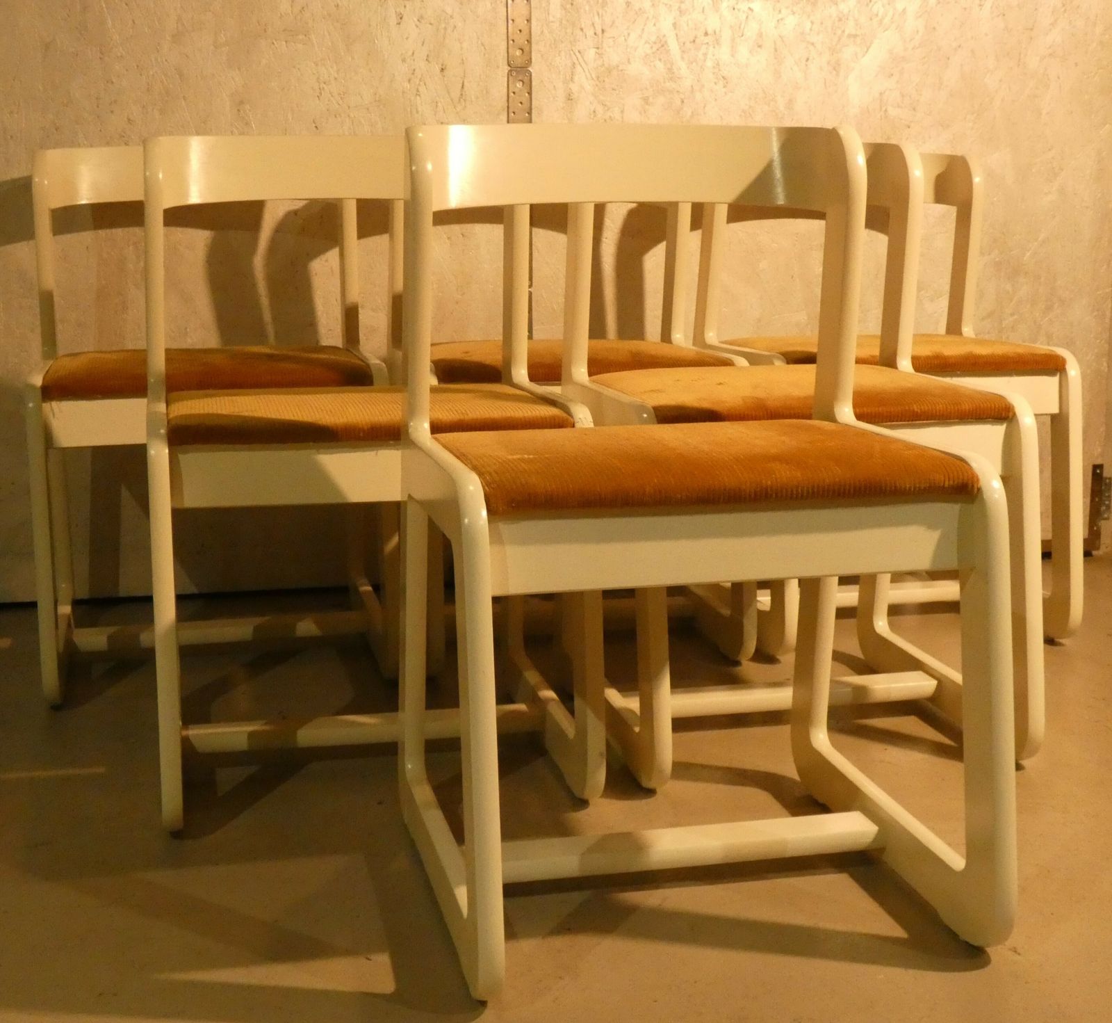 Set Of 6 Velvet And Wood Chairs By Mario Sabot, Italy 1970s photo Furniture