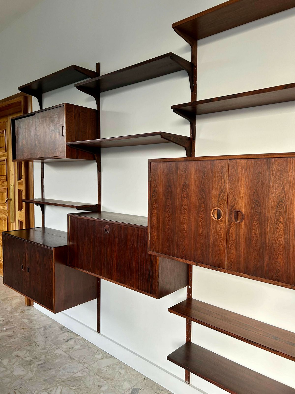 photo furniture Hansen & Guldborg Møbler Wall Bookcase In Rosewood, Denmark 1960