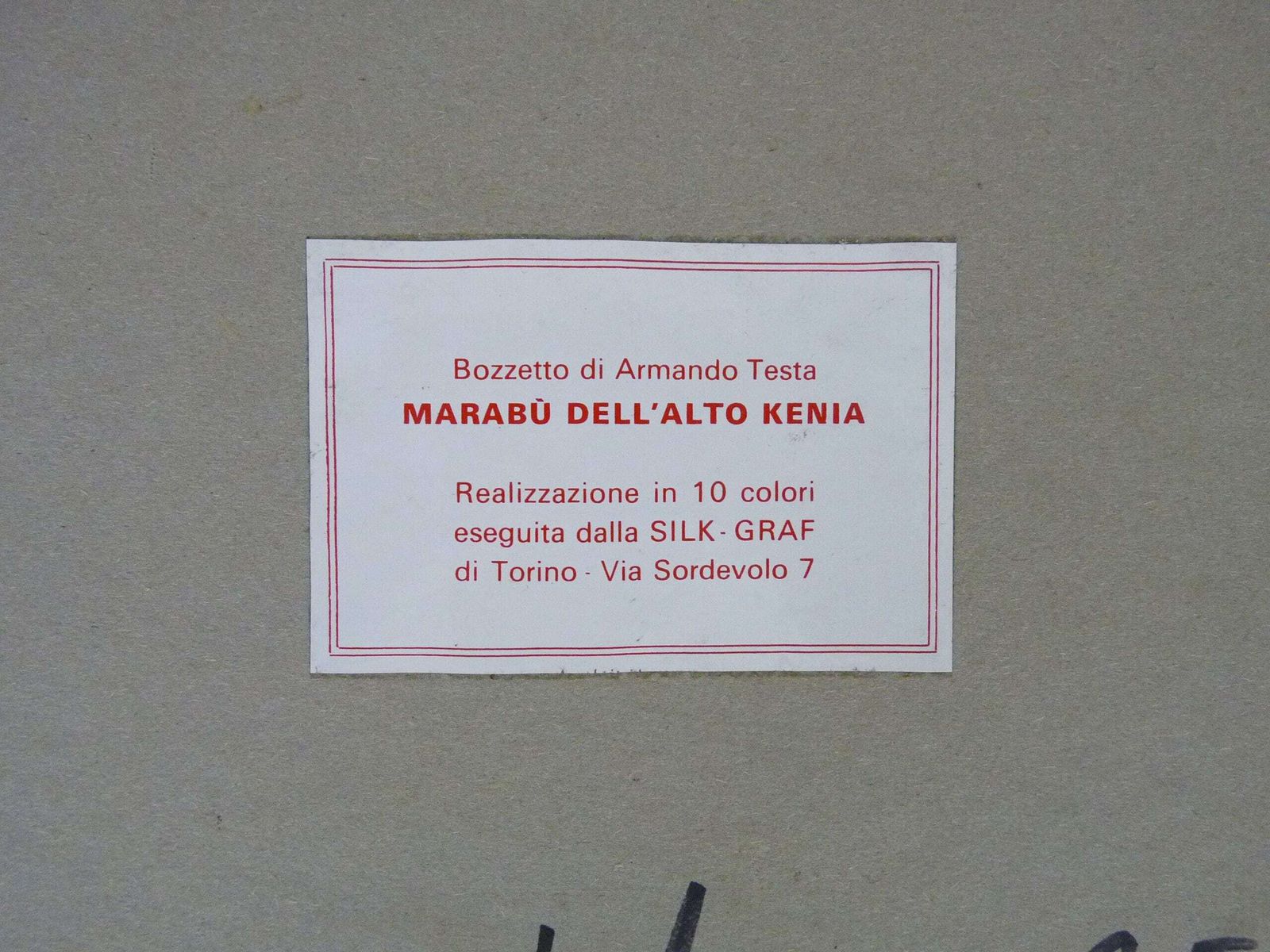 Marabu Dell'alto Kenia Screenprint By Armando Testa, 1976 photo vintage