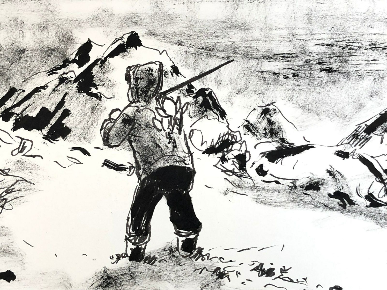 Four Drawings With Motives From Greenland By Artist Alibak Johansen (1921 2007) photo vintage