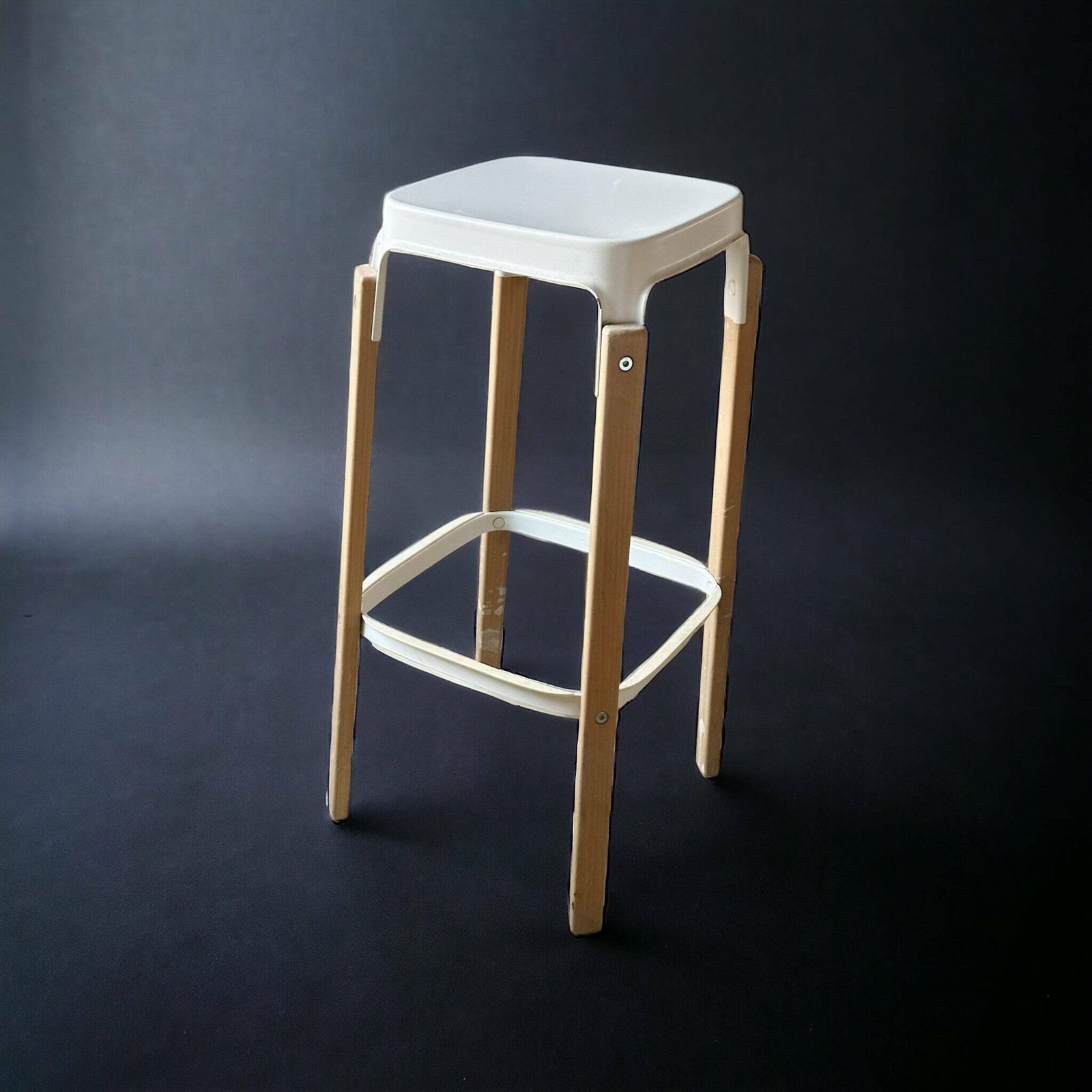 Magis Bouroullec Steelwood Bar Stool Metal White Natural Wood & Metal Set Of 4