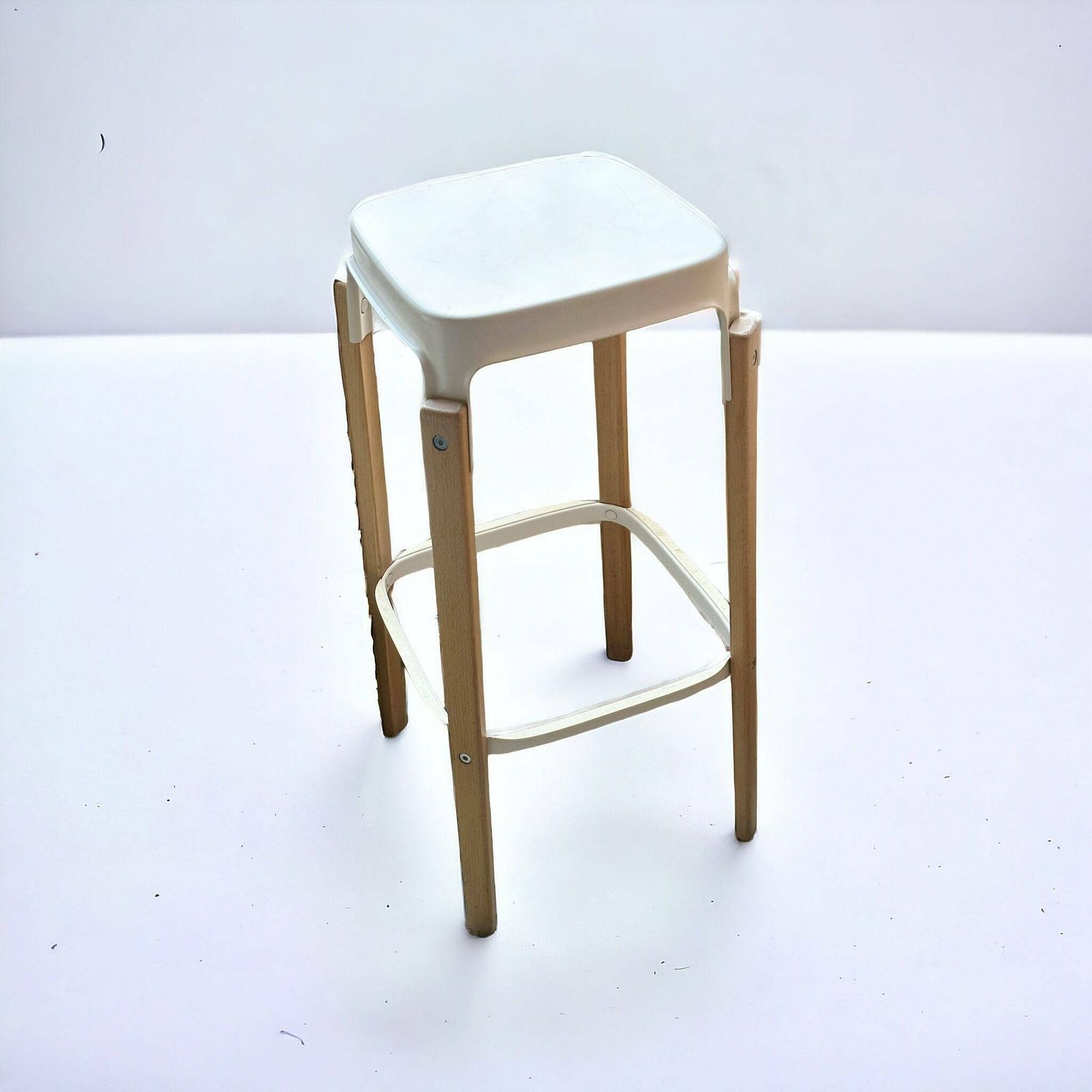 Magis Bouroullec Steelwood Bar Stool Metal White Natural Wood & Metal Set Of 4 photo furniture