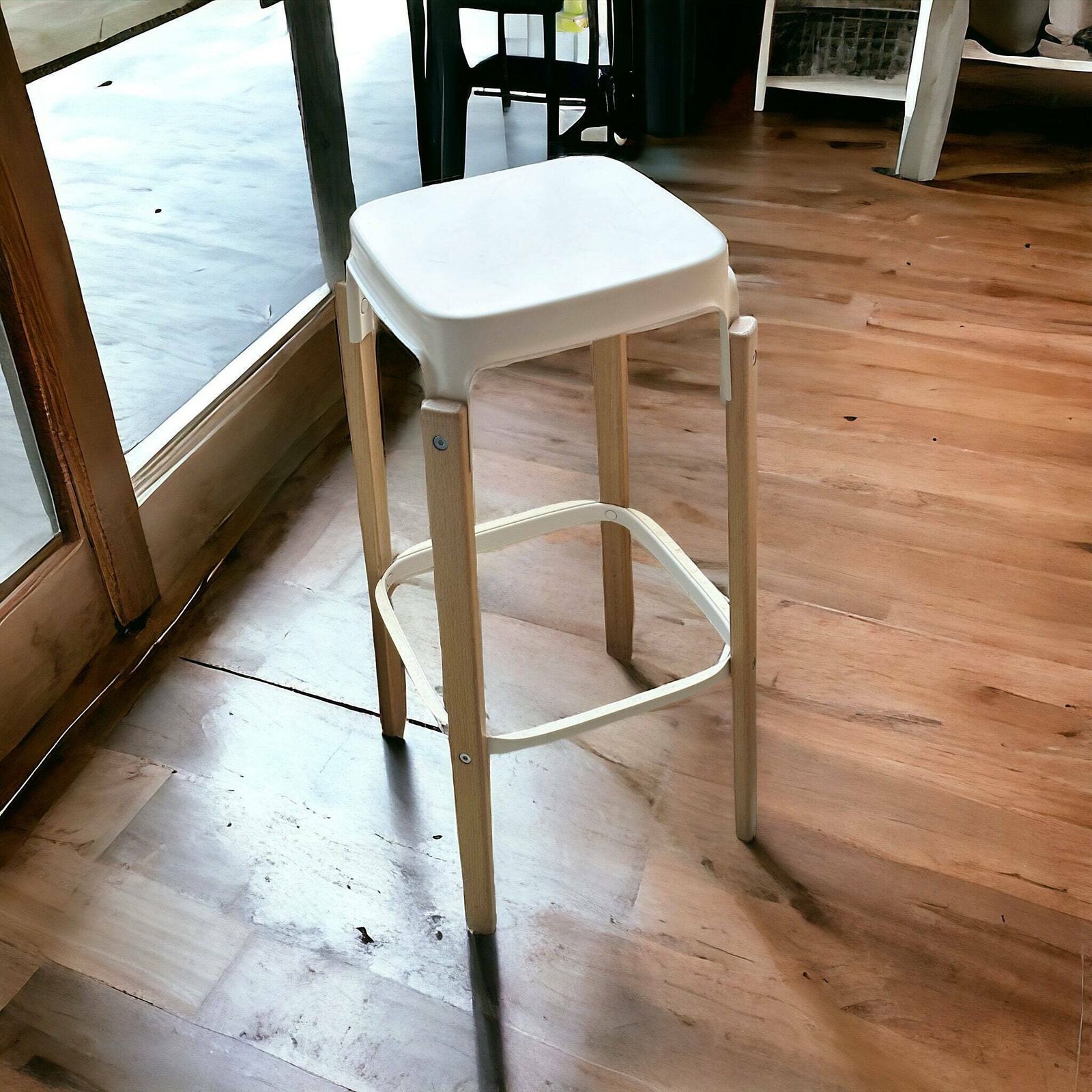 Magis Bouroullec Steelwood Bar Stool Metal White Natural Wood & Metal Set Of 4 photo for sale