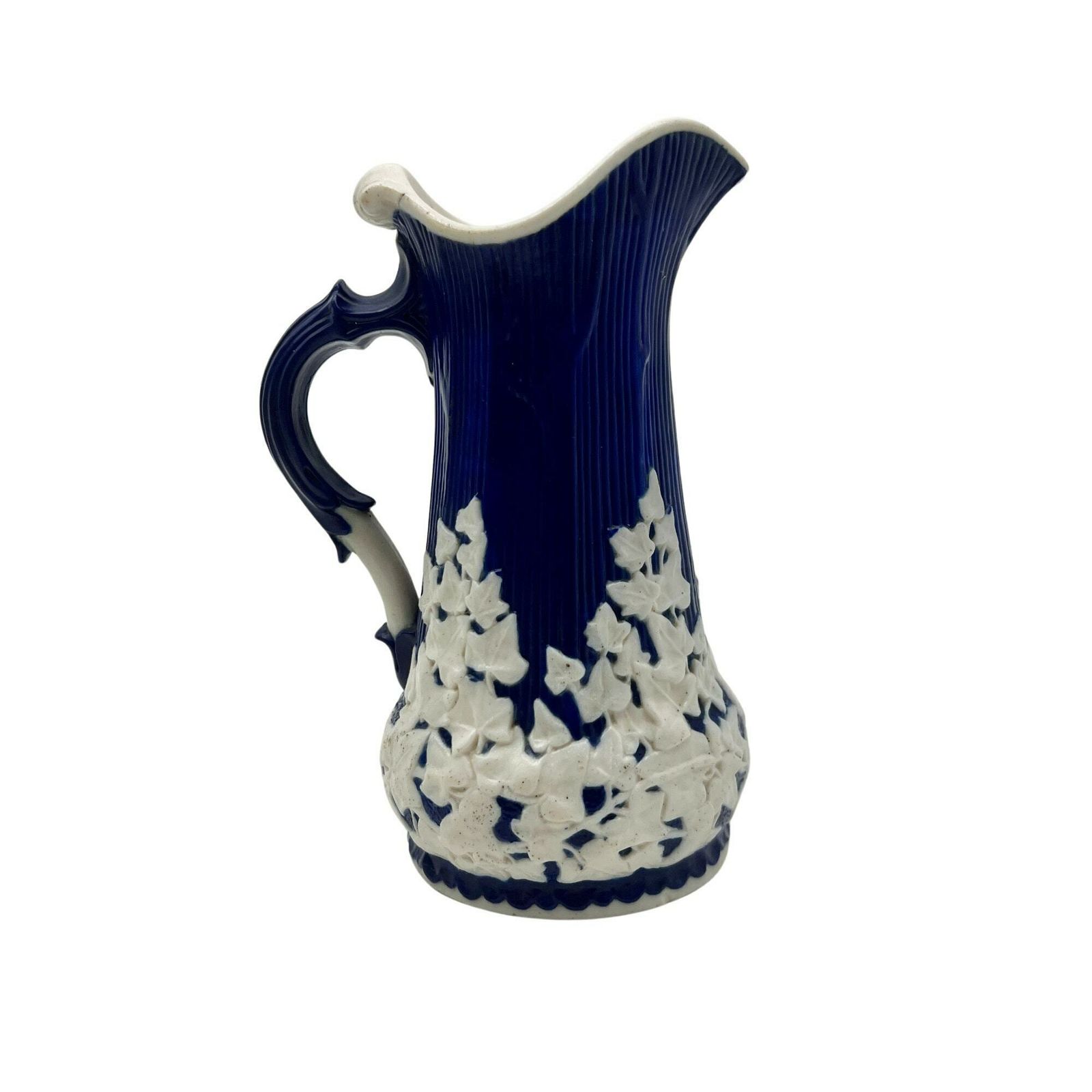 Antique Early Victorian Cobalt Blue Wine Jug   Harvest Jug   22 November 1845   Vine Leaves   Home Decor
