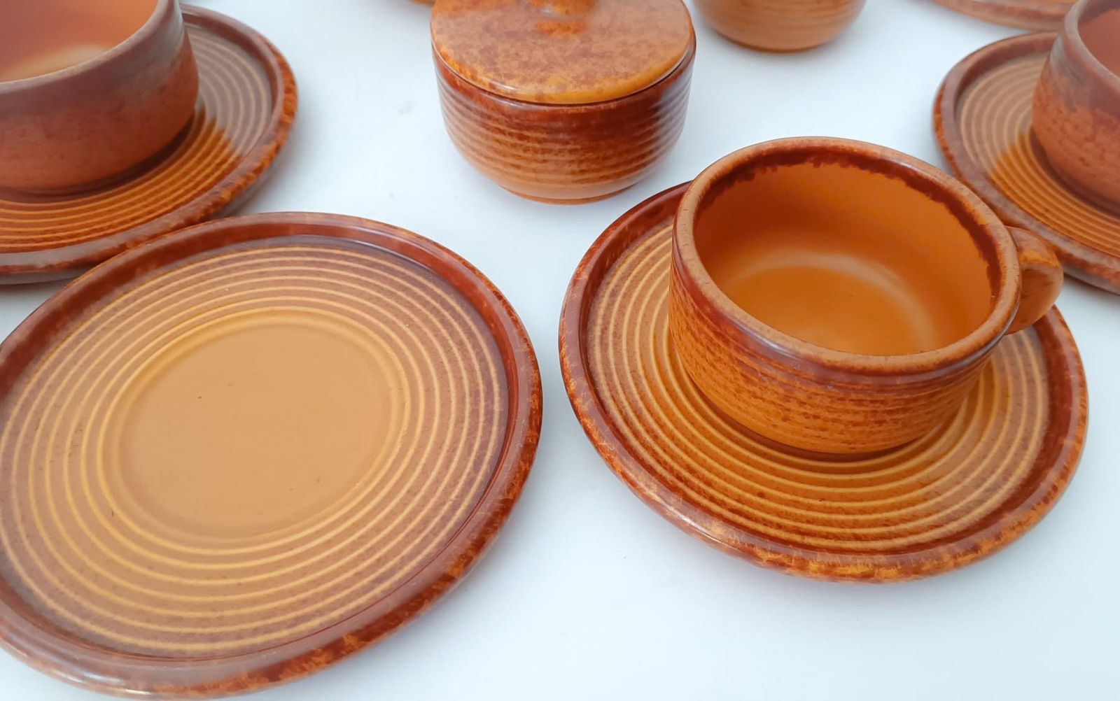 Brown Ceramic Tea Set Designed By Laveno Pareschi, Vintage 1970s For 6 People photo Home Decor