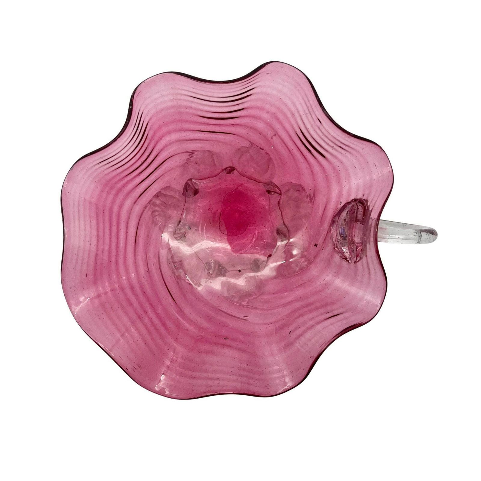 Vintage Cranberry Glass Dish With Handle   Home Decor photo for sale