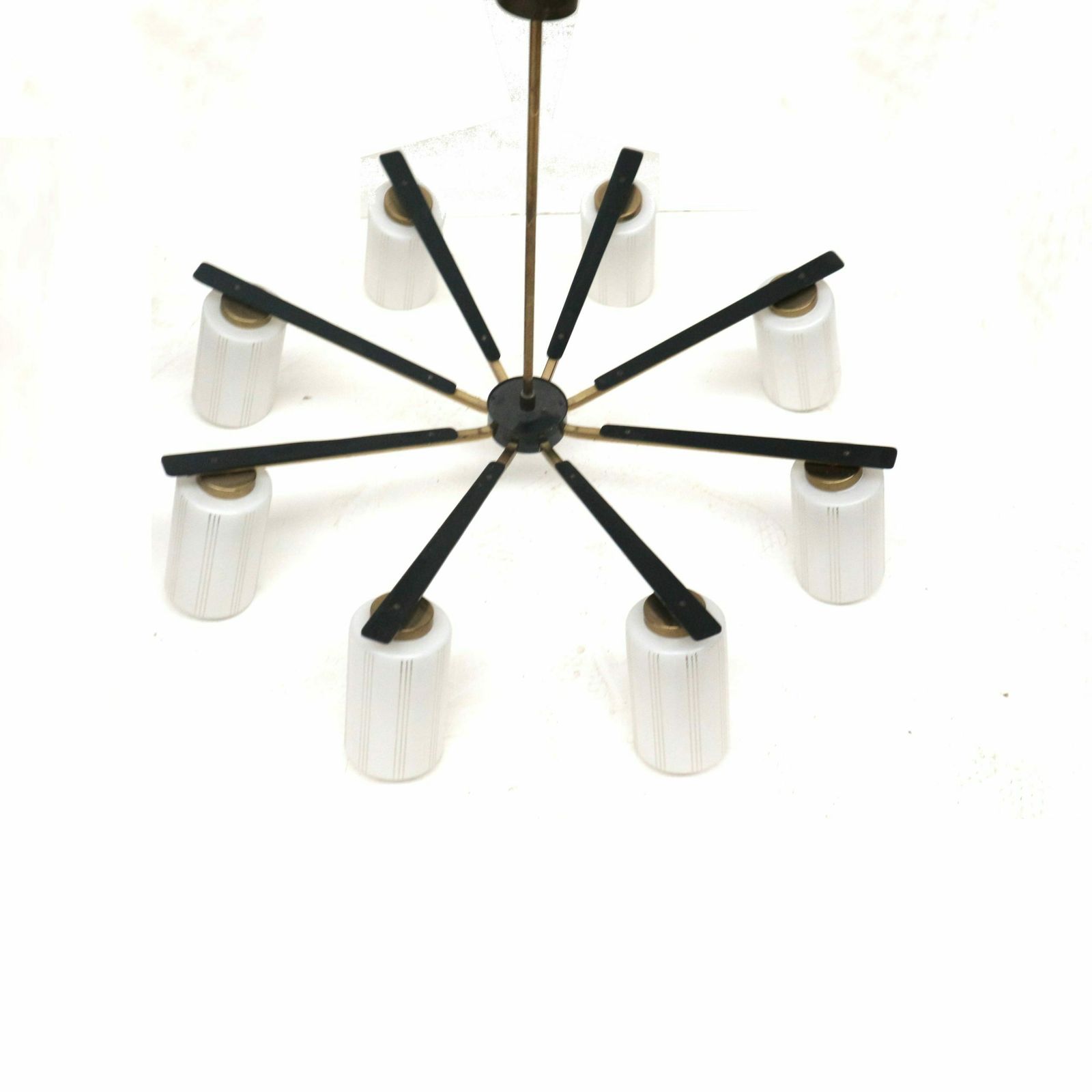 Vintage Black Metal And Brass Chandelier From The 1970s photo buy