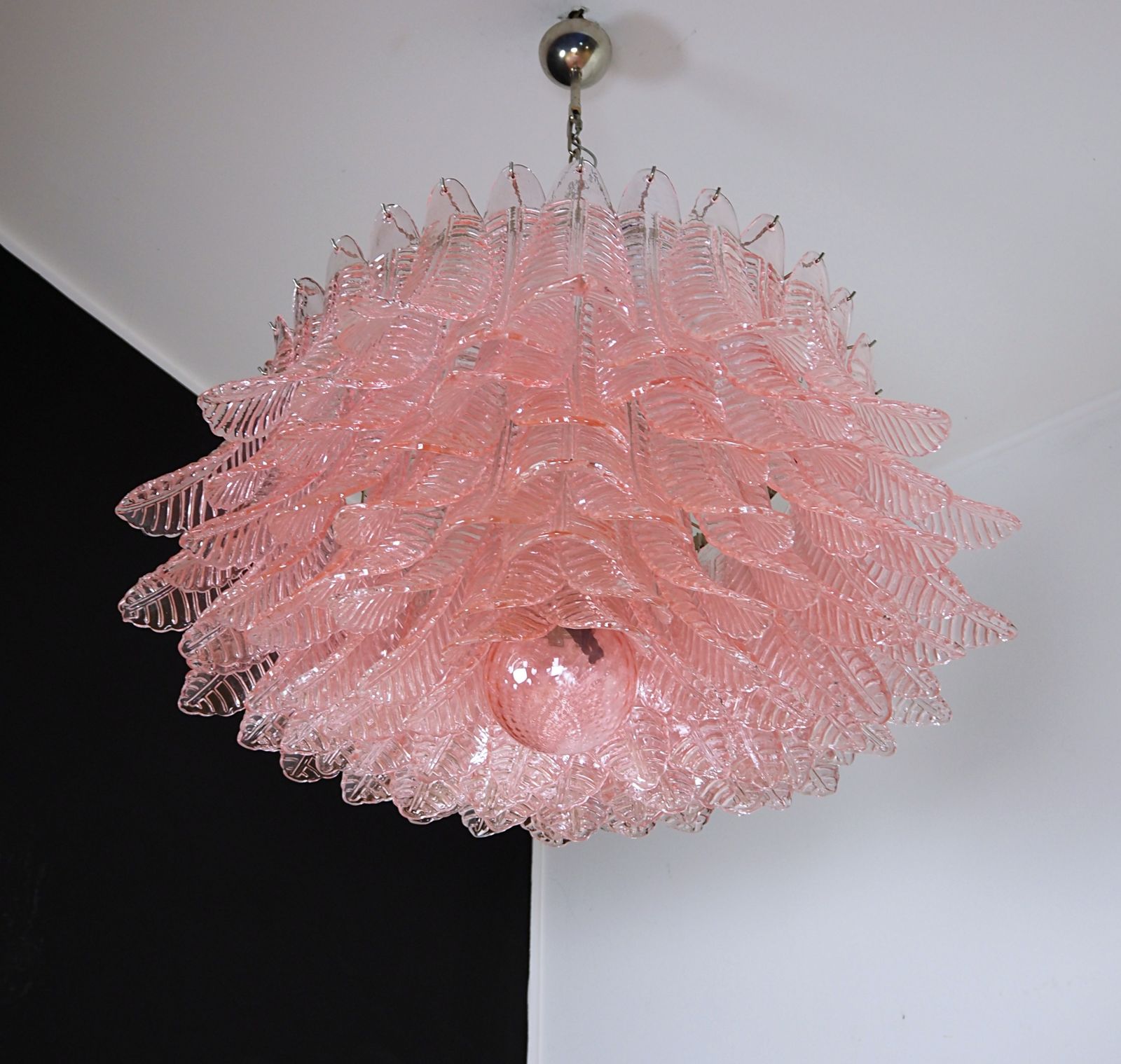 Large Murano Glass Chandelier  100 Pink Felci Glasses
