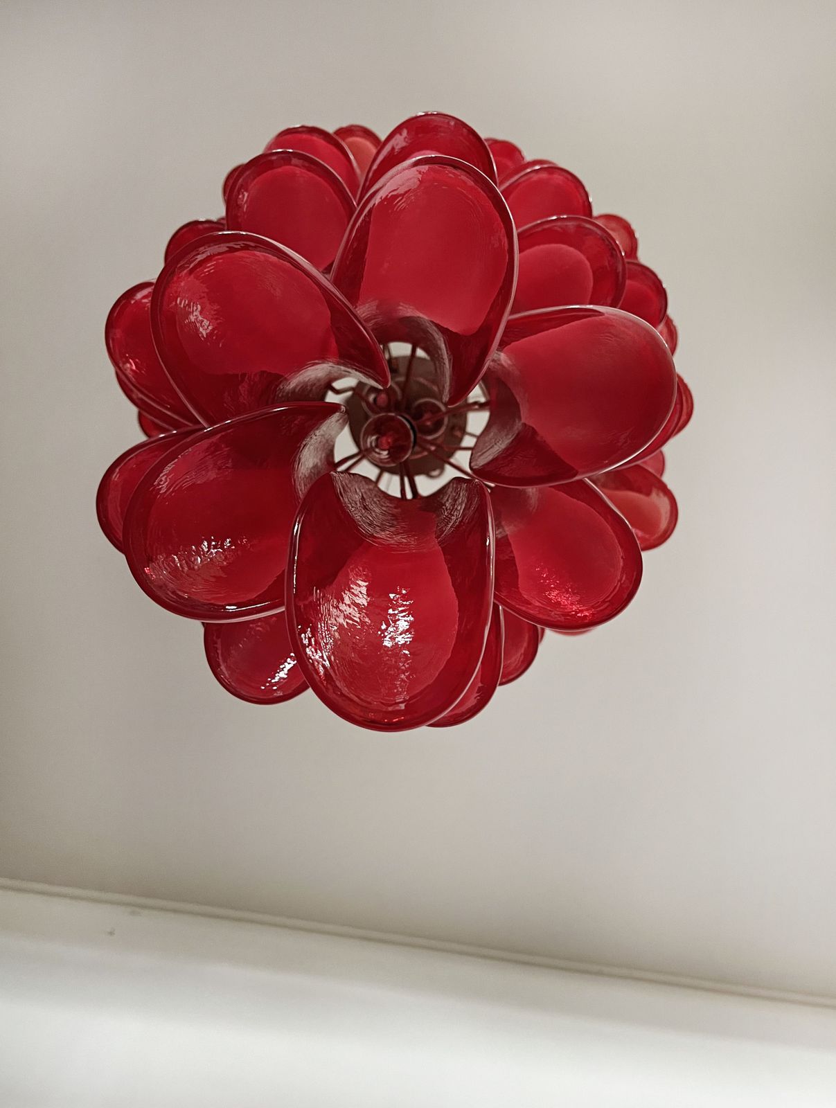 2420.0 Huge Italian Murano Glass Spiral Chandelier   83 Pink Glass Petals photo