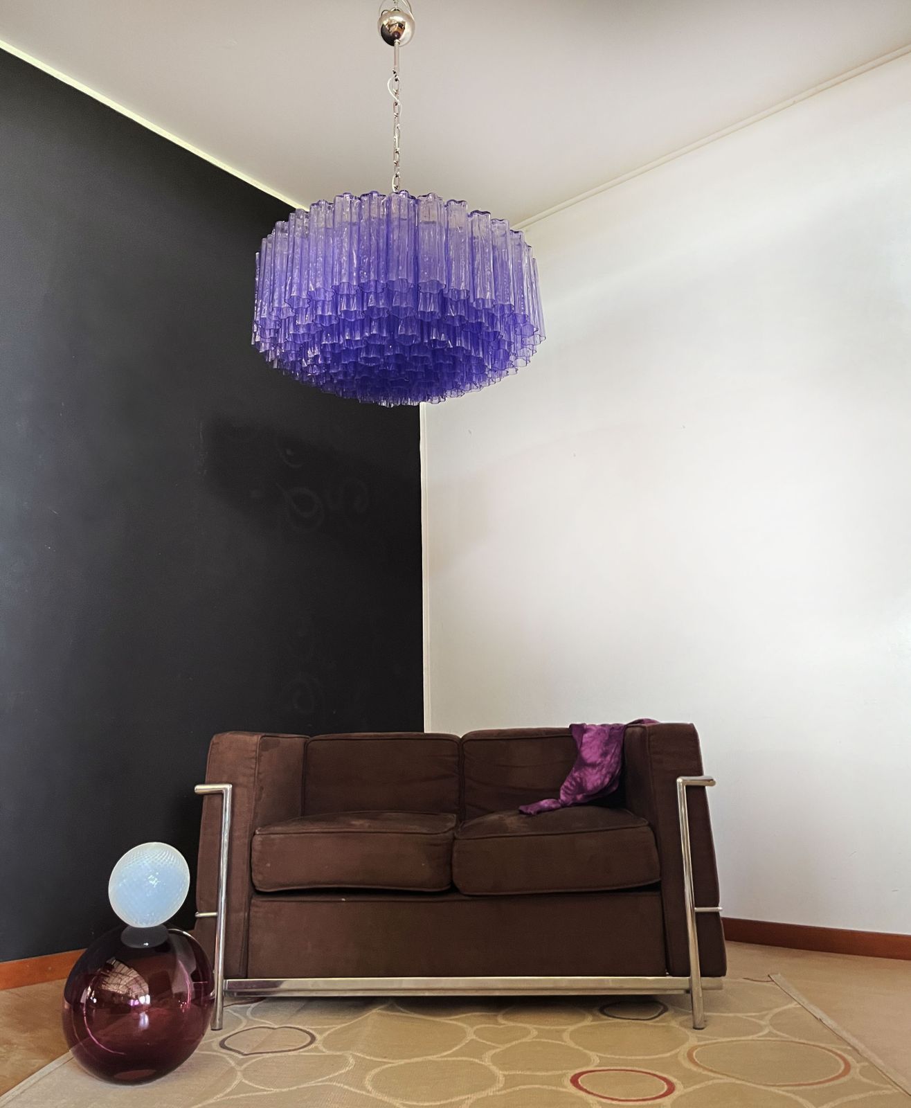Large Murano Glass Chandelier  101 Amethyst Tube Glasses