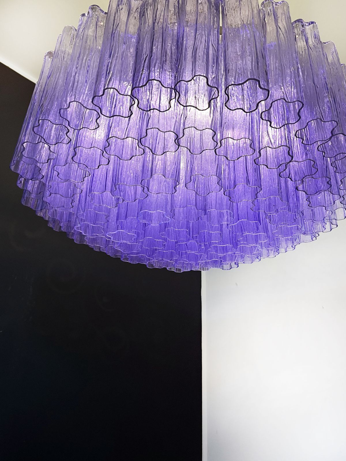 Lighting Large Murano Glass Chandelier  101 Amethyst Tube Glasses photo