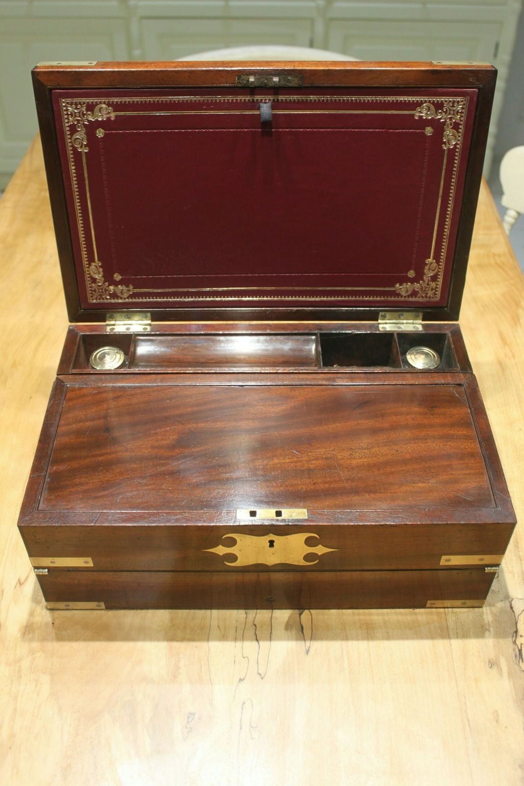 Late Georgian Mahogany Campaign Bi Fold Writing Slope photo buy