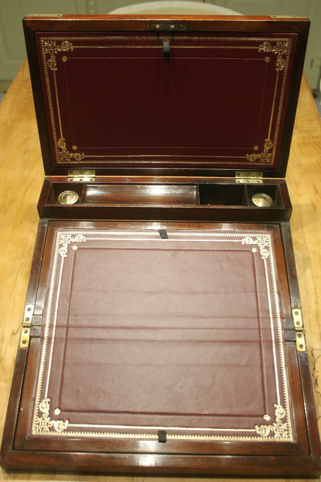 Late Georgian Mahogany Campaign Bi Fold Writing Slope photo vintage