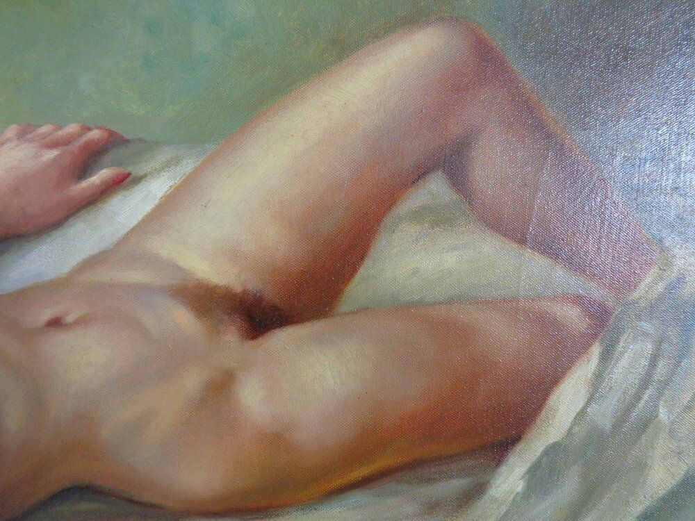 photo vinterior Nussbaumer, Nude Painting, 1930s, Oil On Canvas, Framed