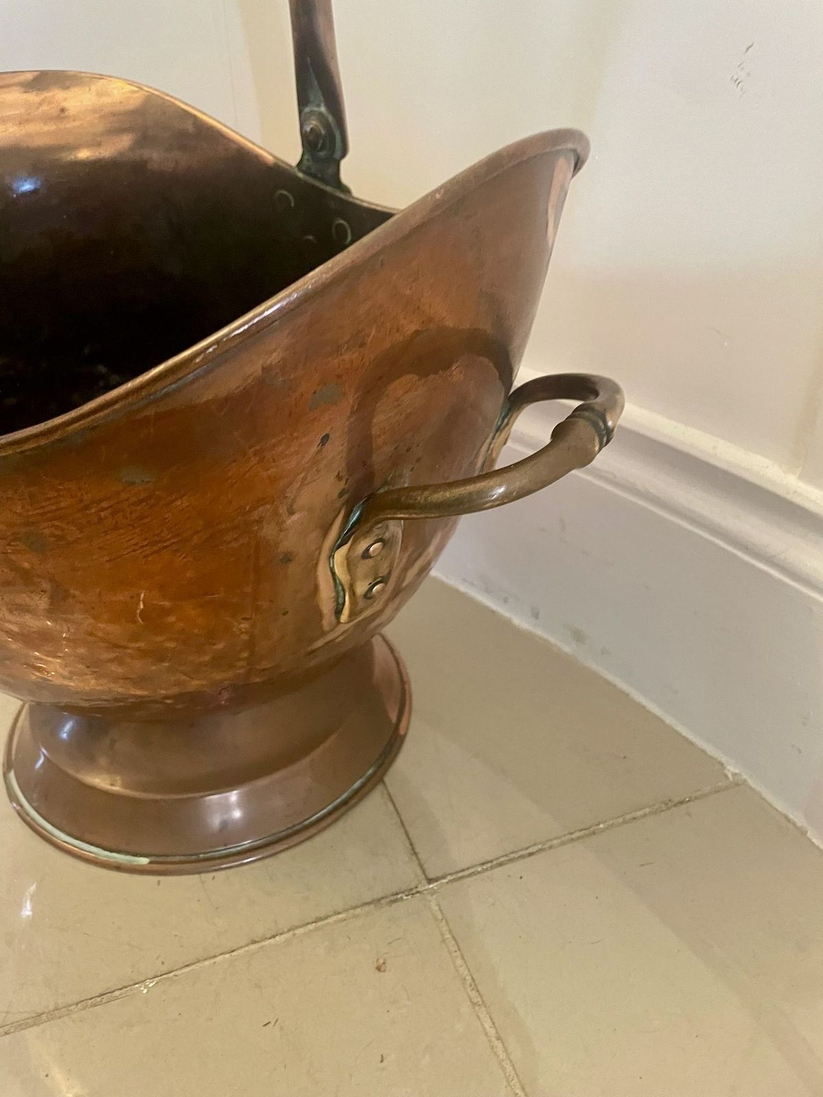 Antique 19th Century Quality Copper Coal Scuttle photo vintage