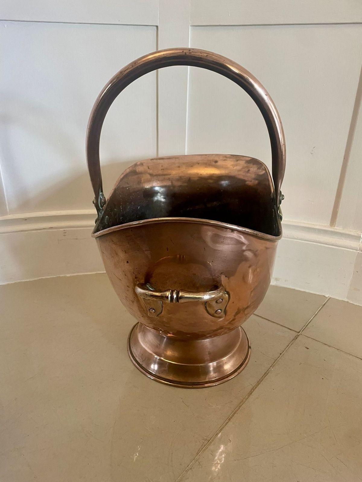 photo for sale Antique 19th Century Quality Copper Coal Scuttle