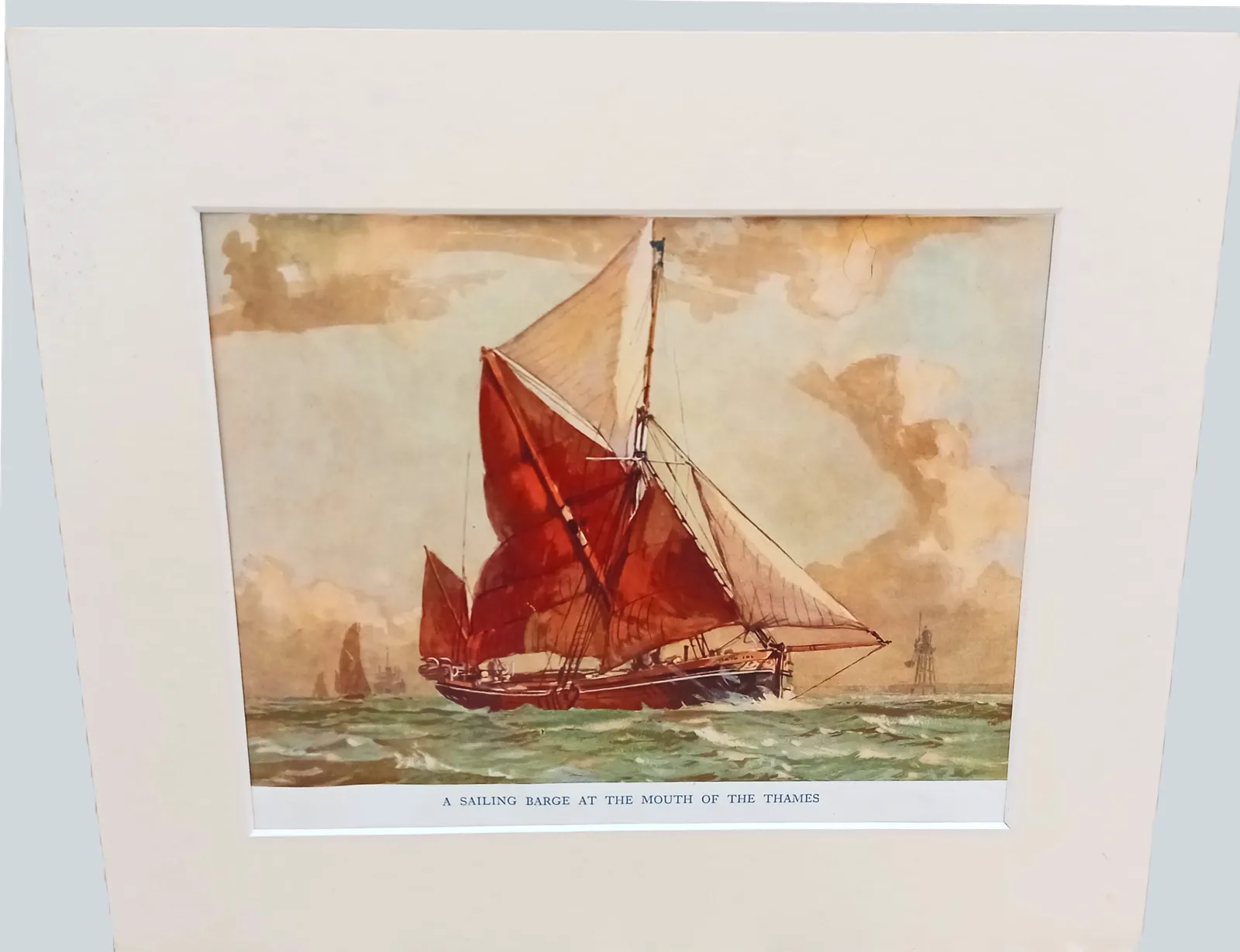 Antique Horse Hunting & Sailing Barge On The Mouth Of Thames Print photo 75.0