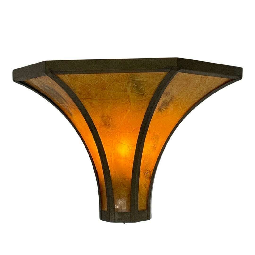 Art Deco   Stained Glass Wall Sconce   Bronze Frame   Marbled Like Glass