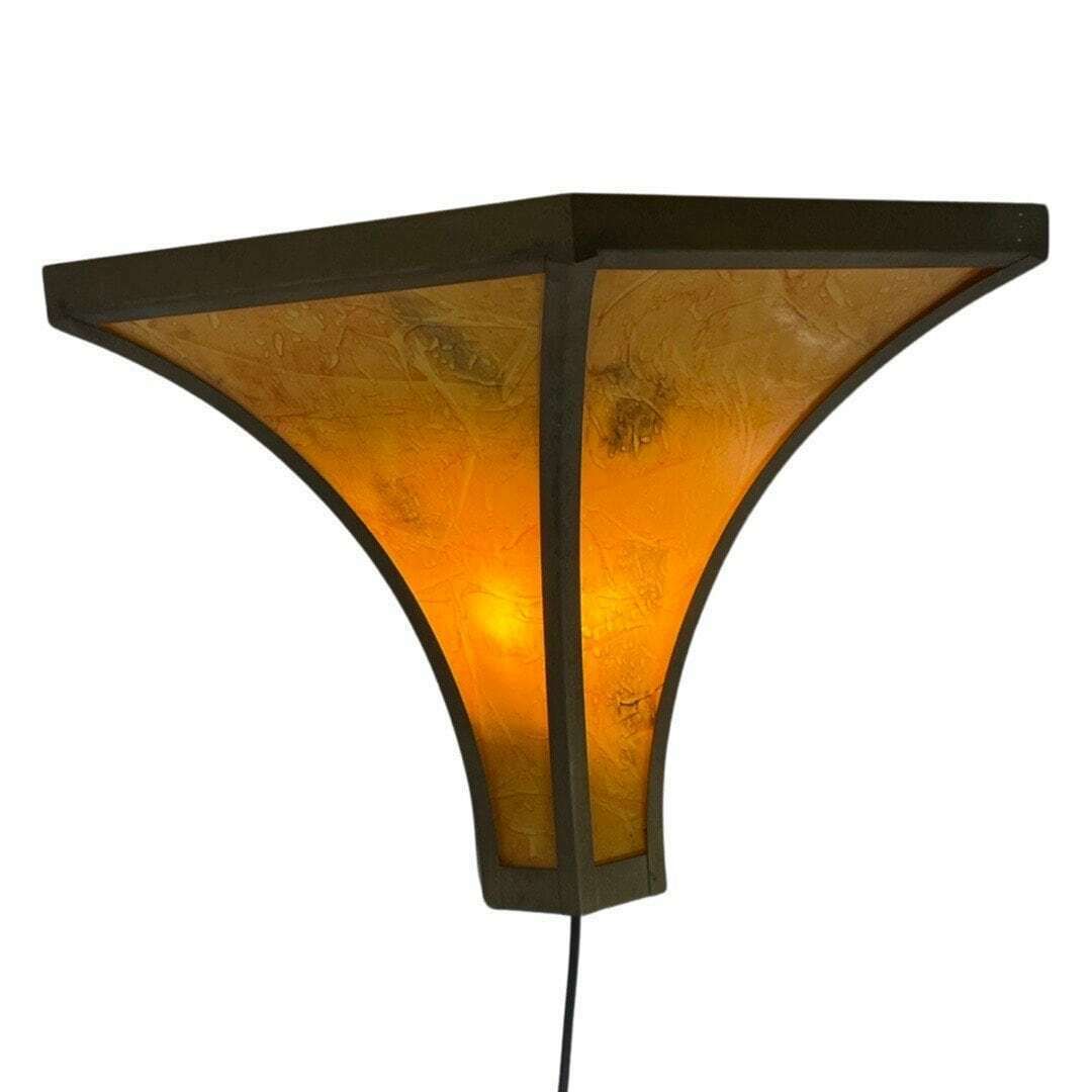 Art Deco   Stained Glass Wall Sconce   Bronze Frame   Marbled Like Glass photo for sale
