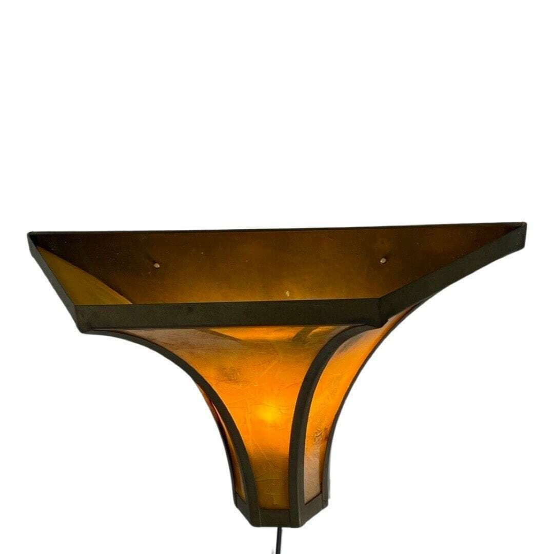 Art Deco   Stained Glass Wall Sconce   Bronze Frame   Marbled Like Glass photo Lighting
