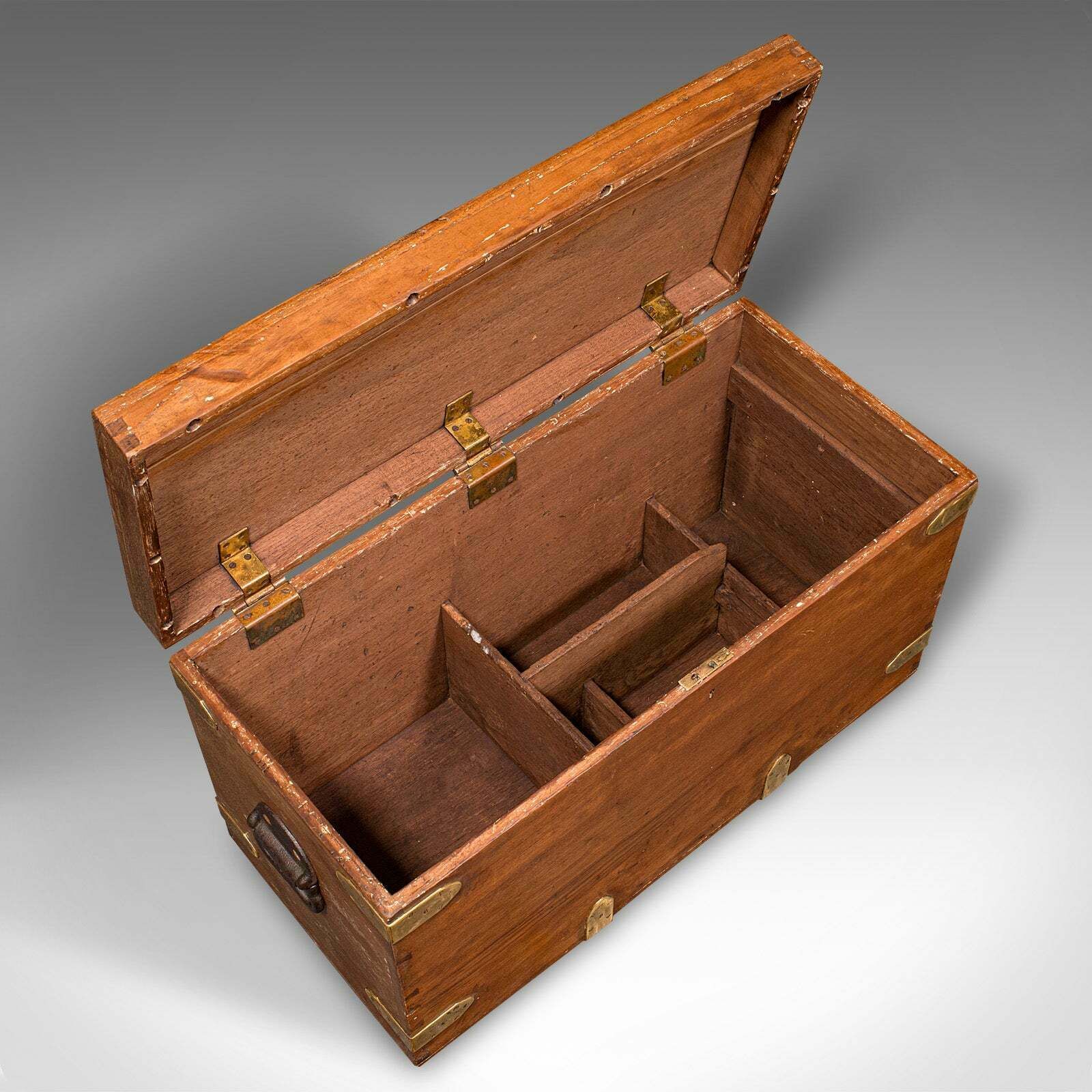 Antique Workman's Tool Chest, English, Teak, Brass, Craftsman's Trunk, Victorian photo buy