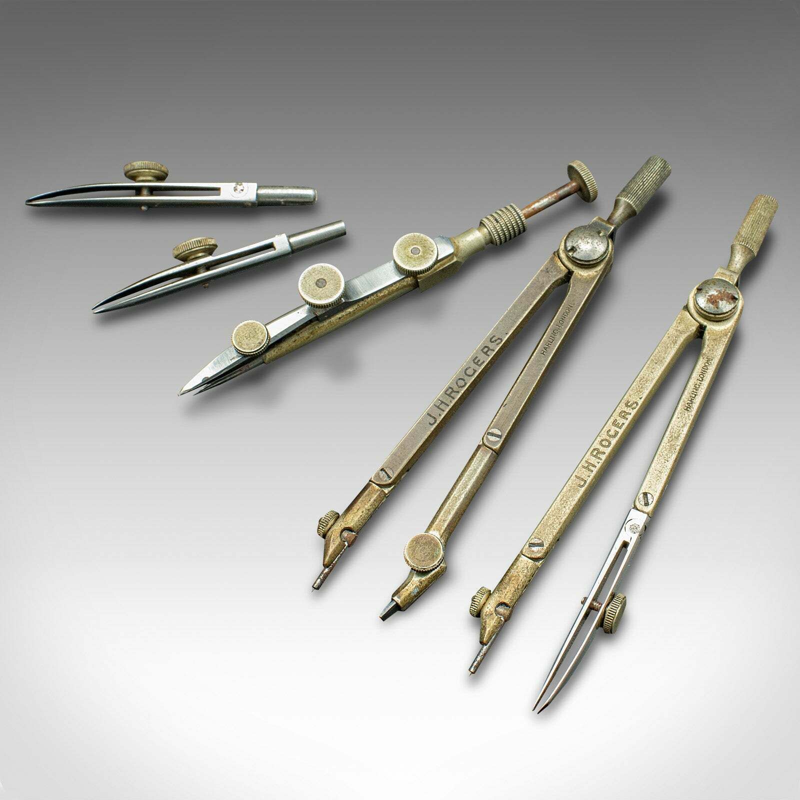 Antique Cased Draughtsman's Set, English, Drawing Tools, Wh Harling, Edwardian photo vintage