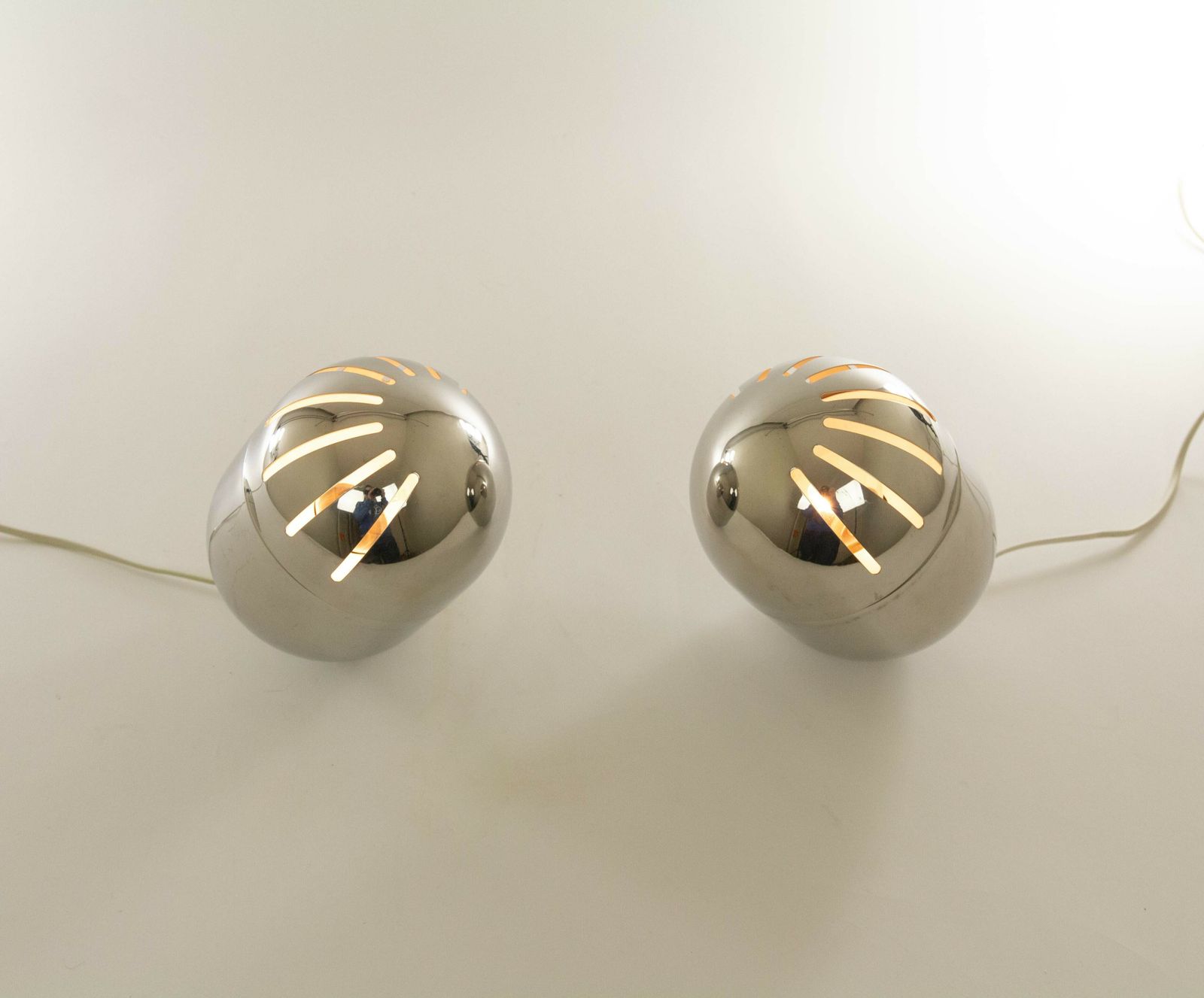Pair Of Italian Chrome Table Lamps By Reggiani, 1970s photo for sale