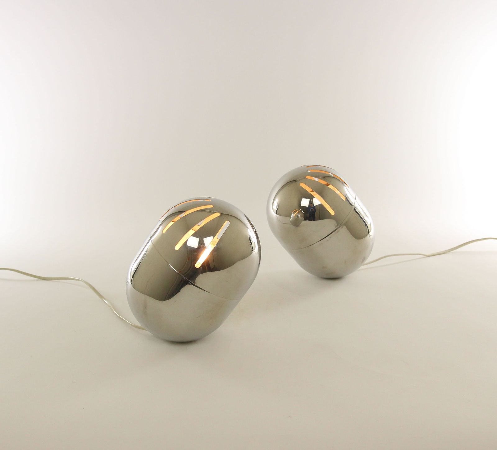 Pair Of Italian Chrome Table Lamps By Reggiani, 1970s