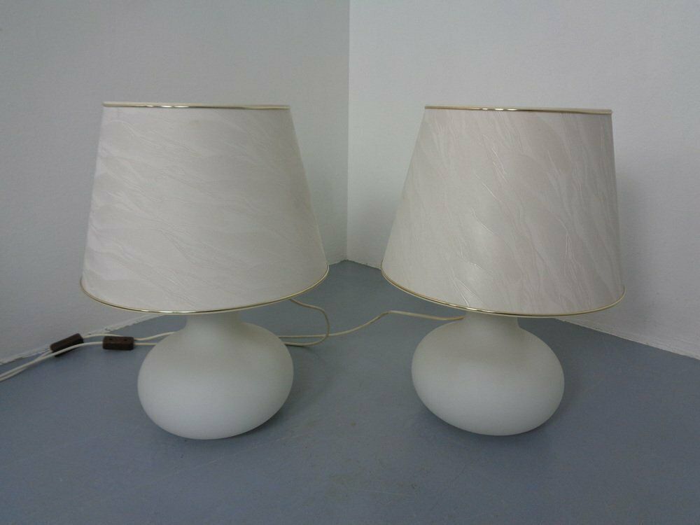 Opaline Glass Table Lamps From Glashütte Limburg, 1960s, Set Of 2