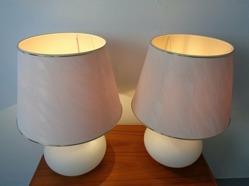 Opaline Glass Table Lamps From Glashütte Limburg, 1960s, Set Of 2 photo buy