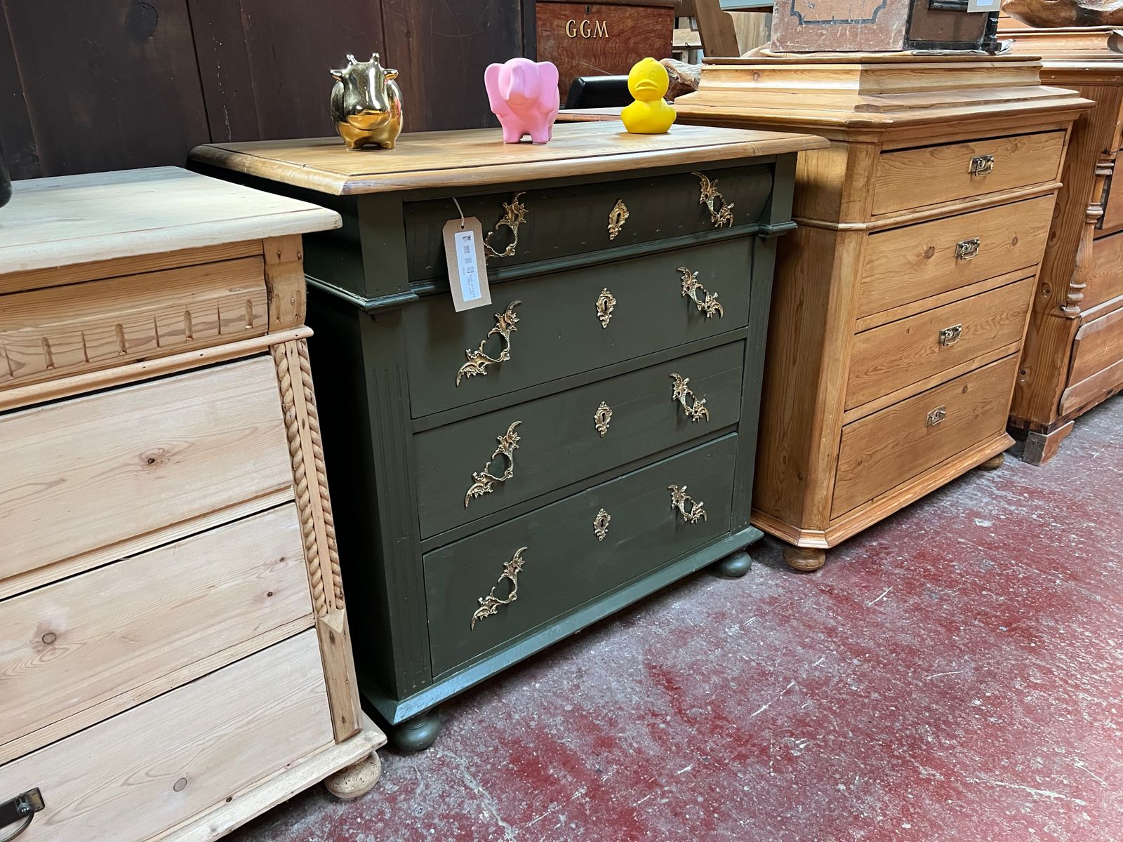 Scandinavian Antique Pine Chest Of Drawers Painted In Little Greene