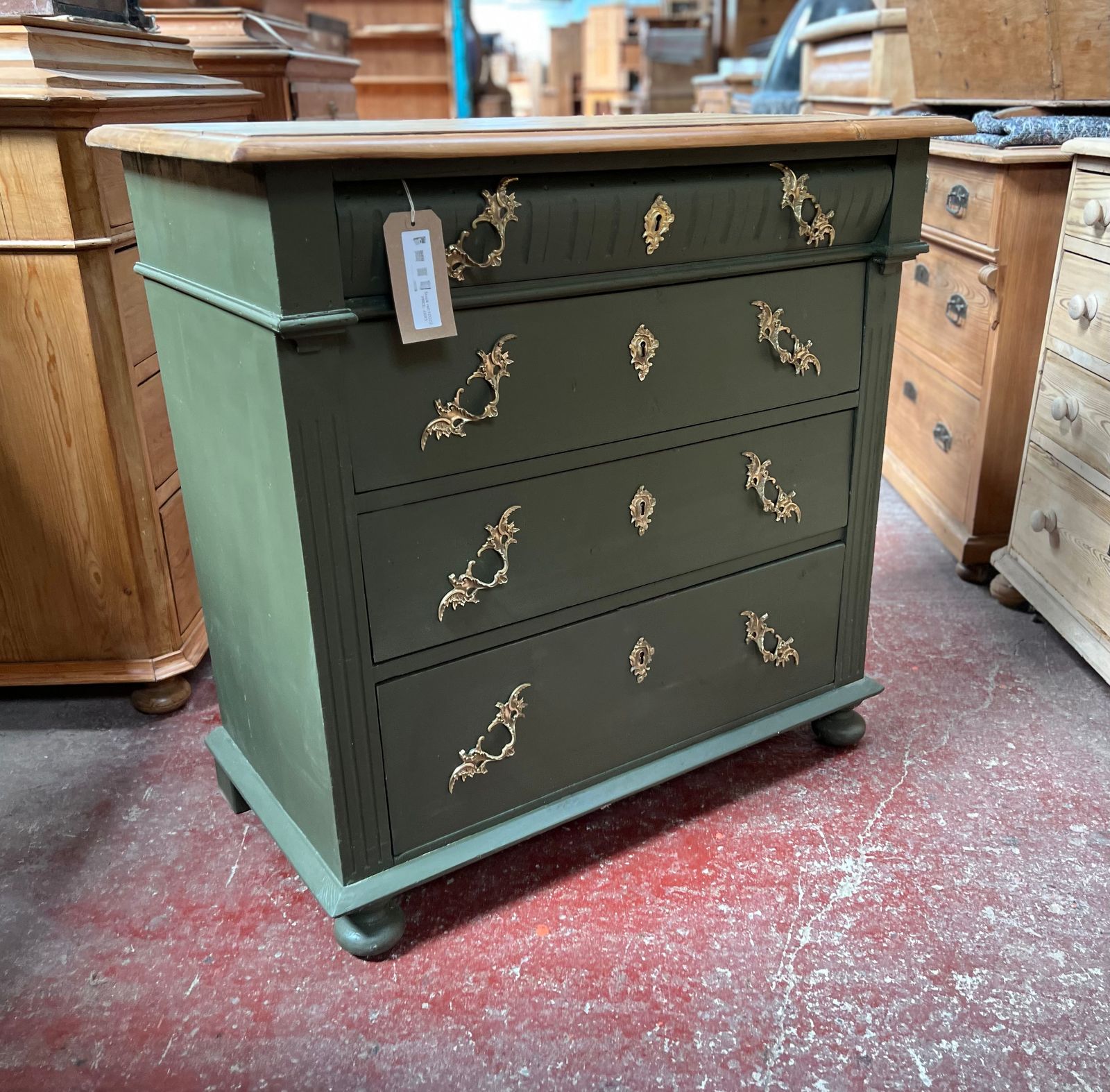 Scandinavian Antique Pine Chest Of Drawers Painted In Little Greene photo vinterior