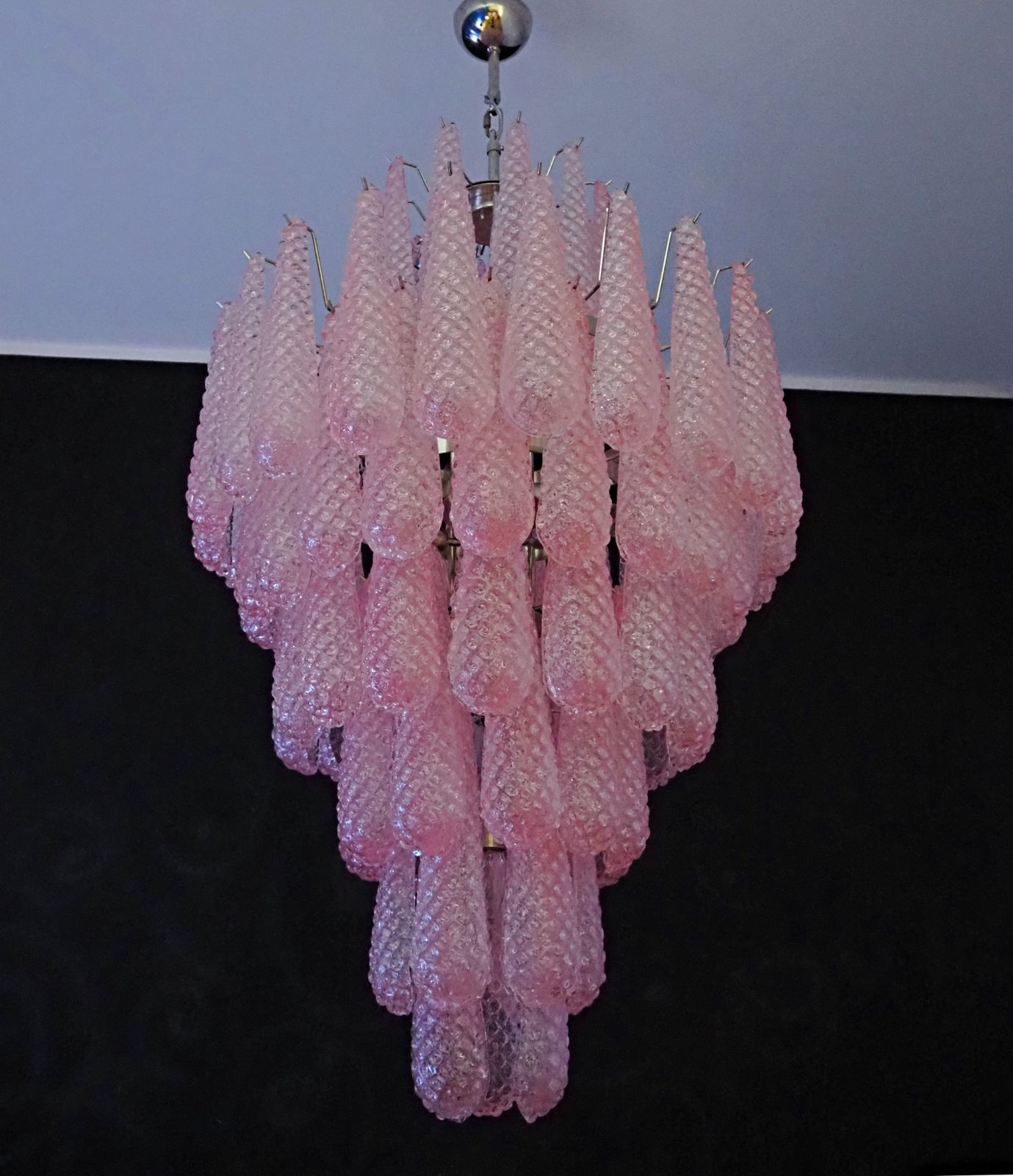 photo buy Huge Italian Vintage Murano Glass Chandelier   85 Glass Pink Petals Drop