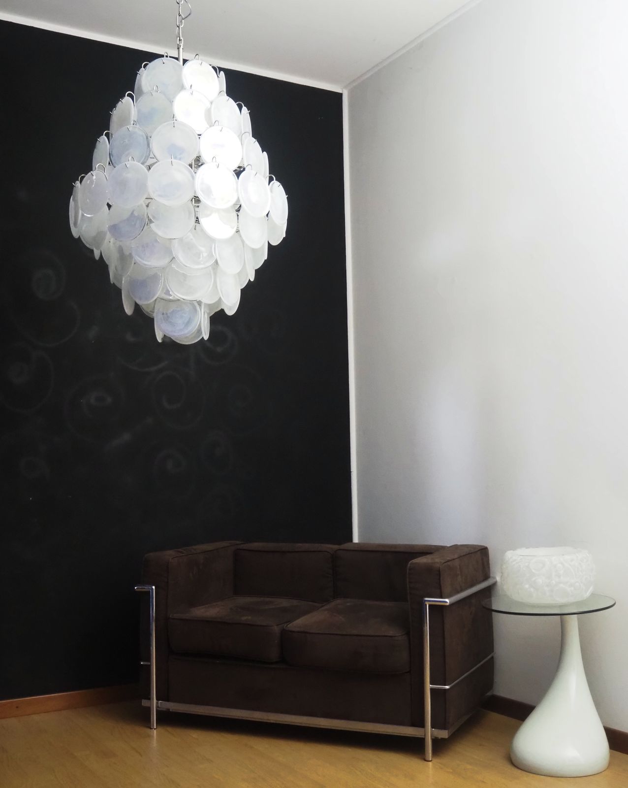 Huge Vintage Italian Murano Chandelier   87 White Alabaster Disks photo buy