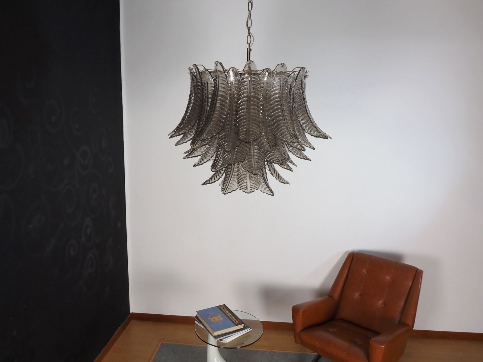 Lighting Italian Murano Three Tier Smoked Felci Glass Chandelier photo