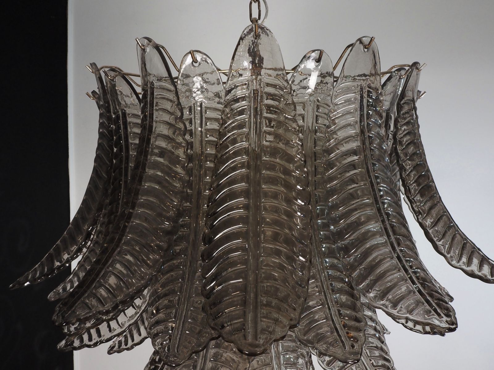 photo vinterior Italian Murano Three Tier Smoked Felci Glass Chandelier