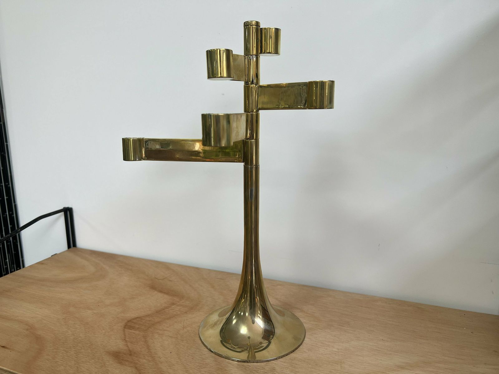 Vintage Mid Century Candelabra, Modernist Candlesticks Holder With Five Arms, photo Home Decor